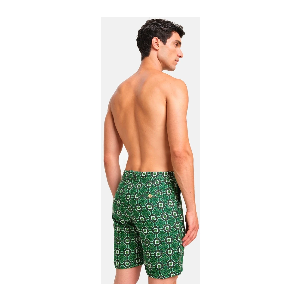 Peninsula Klassieke Linnen Bermuda Shorts Green Heren