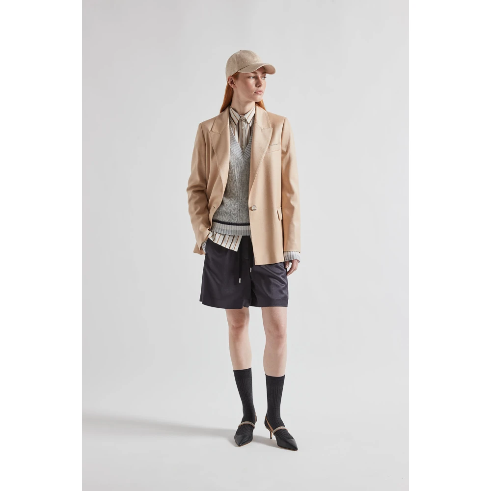 PESERICO Wol viscose shorts Blue Dames