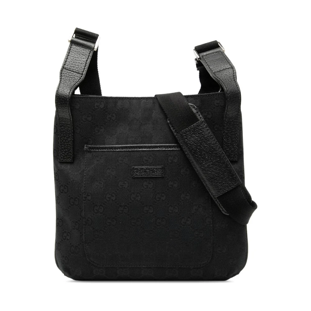 Gucci Vintage Women's Black Pre-Owned Vintage Gg Monogram Canvas Crossbody Bag