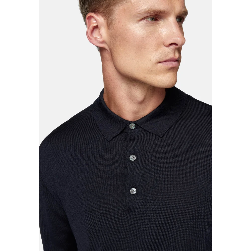 Boggi Milano Gebreide Merinowol Polo Shirt Beige Heren
