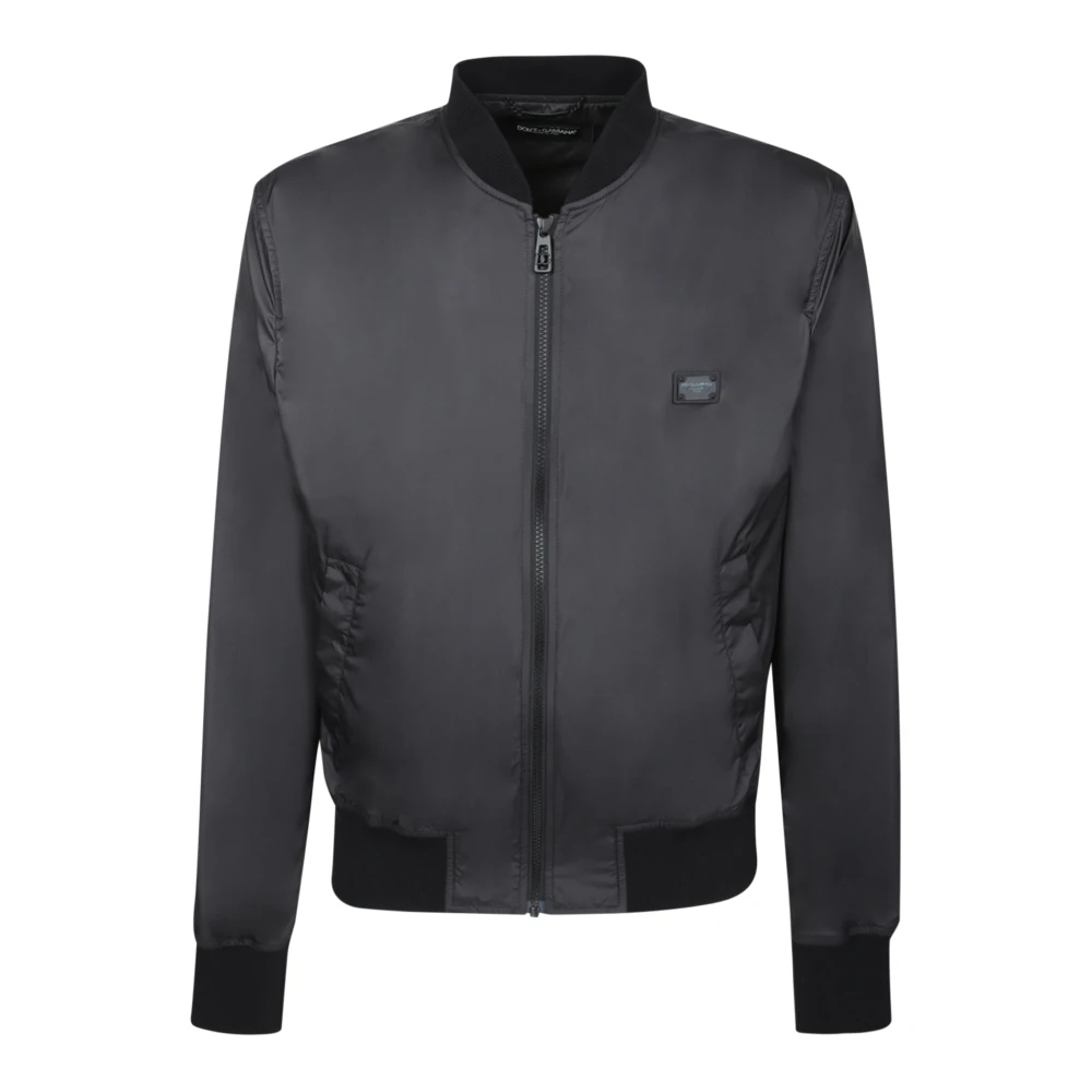 Dolce & Gabbana Men's Black Technical Fabric Bomber Jacket
