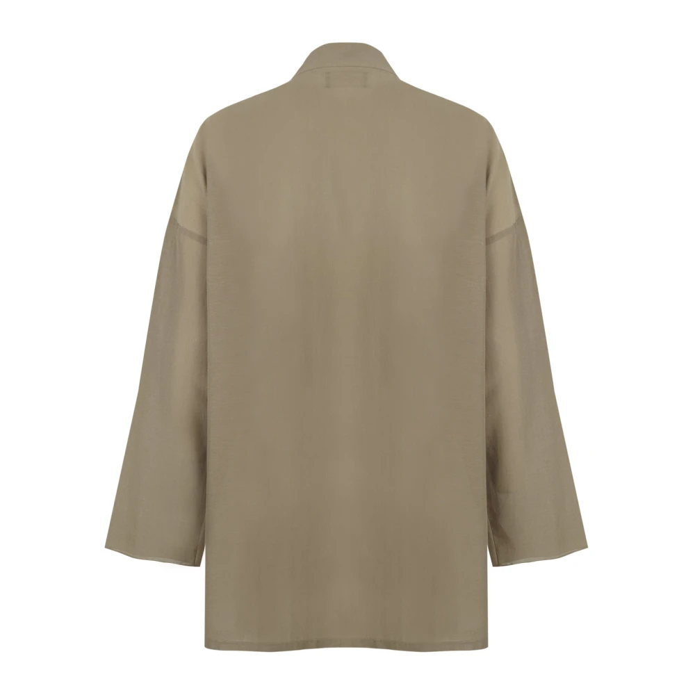Cortana Soles groene khaki katoenen voile shirt Green Dames