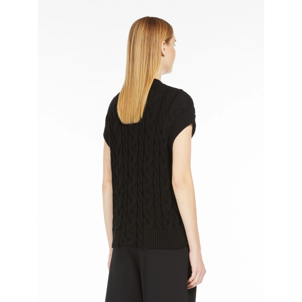 Max Mara Zwarte Boxy Gebreide Gilet Jas Black Dames