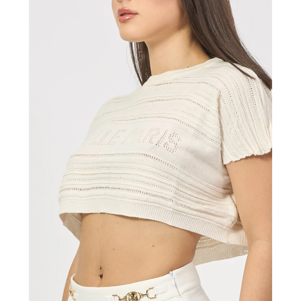Gaëlle Paris Geknipte geperforeerde logoshirt Beige Dames