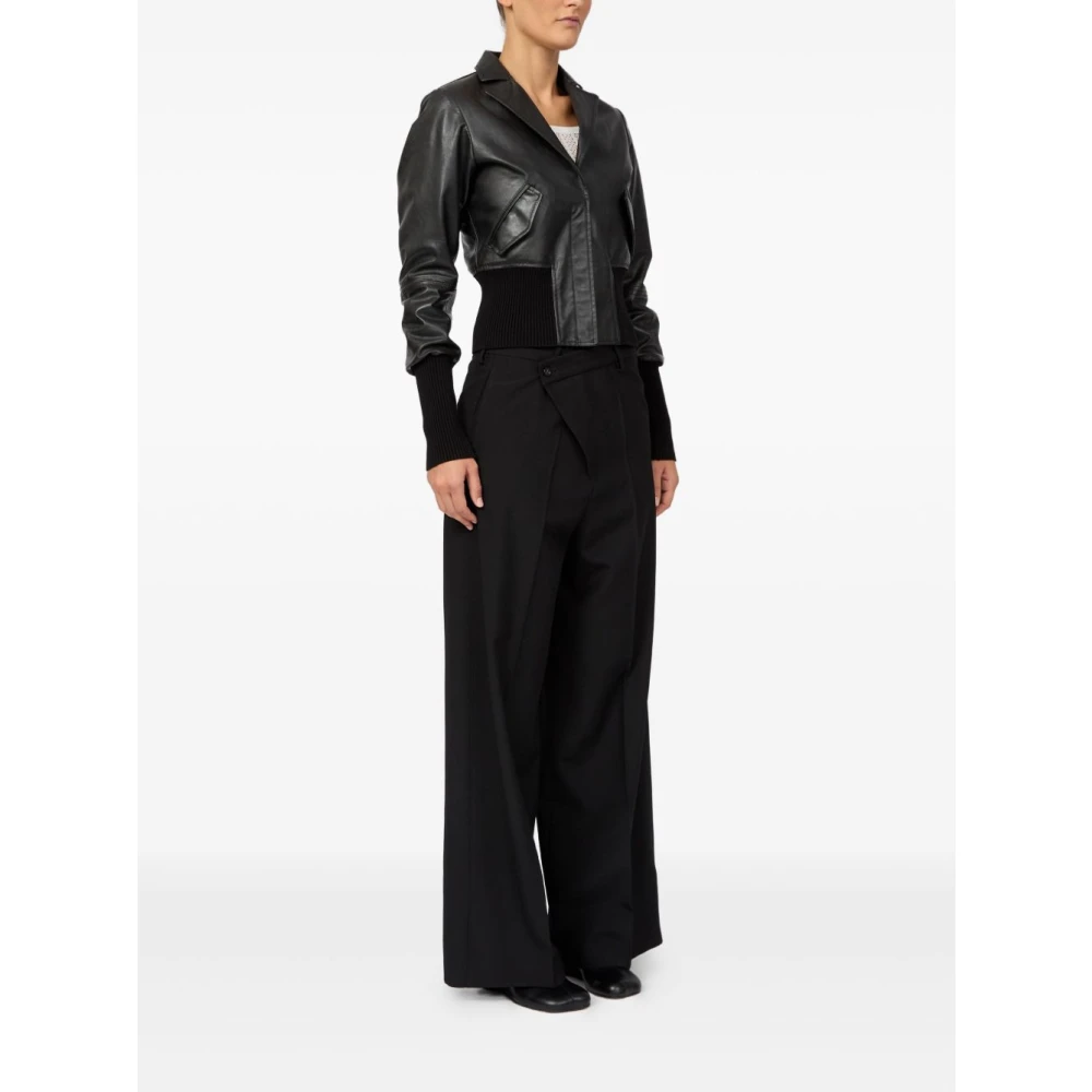 MM6 Maison Margiela Zwarte Leren Sportjas Black Dames