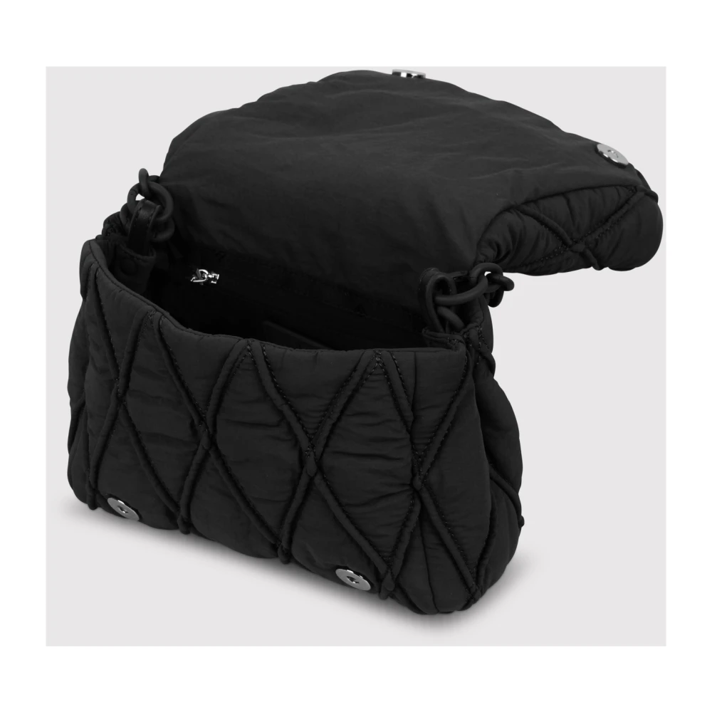 Diesel Gewatteerde Nylon Schoudertas met Bedel Black Dames