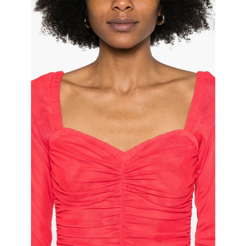 Rotate Birger Christensen Rode Jurk met Geplooide Sweetheart-halslijn Red Dames