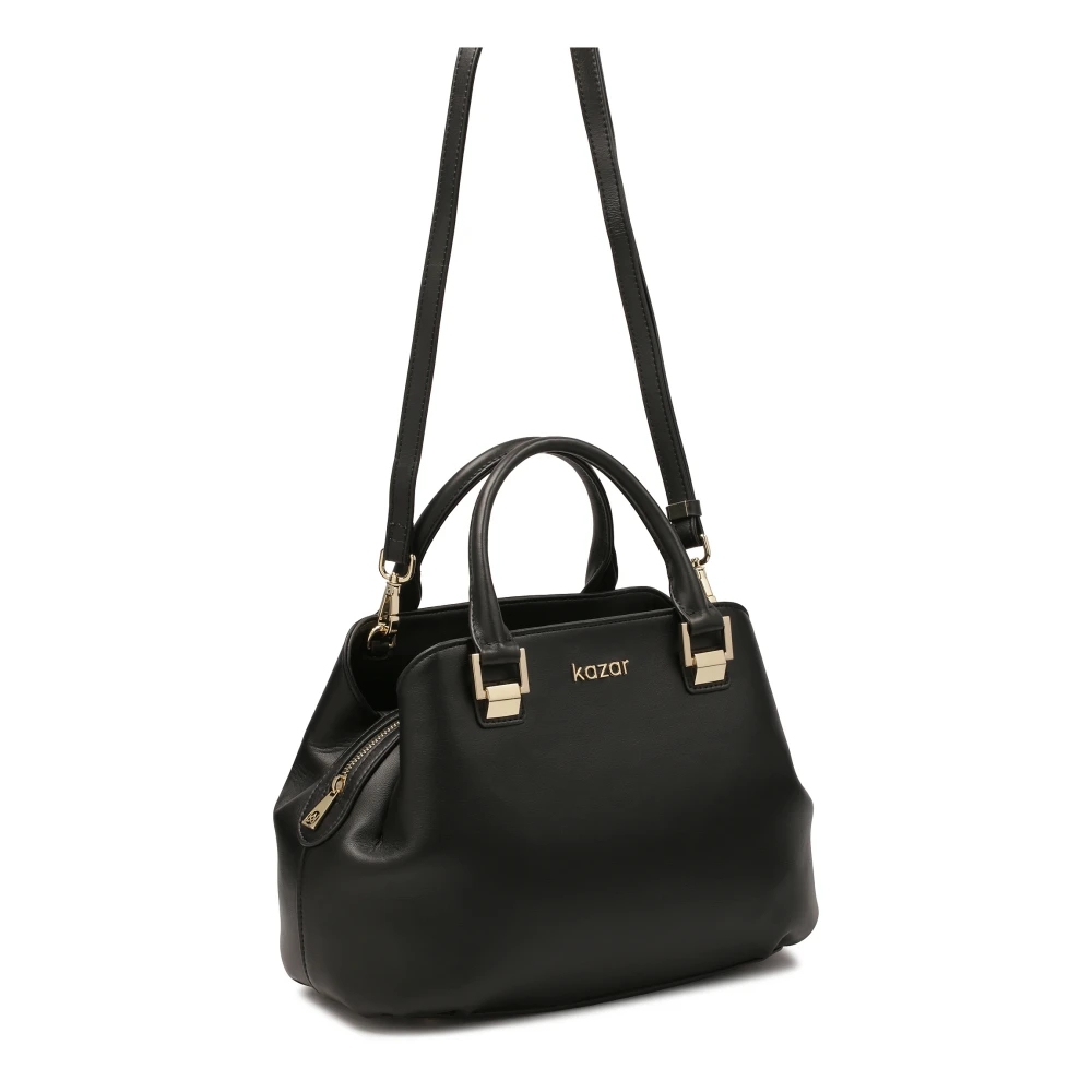 Kazar Zwarte handtas met handvatten en afneembare band Black Dames
