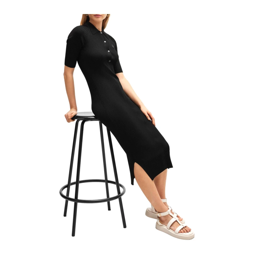 Hugo Boss Veelzijdige Knoopjurk met Dubbel Monogram Black Dames
