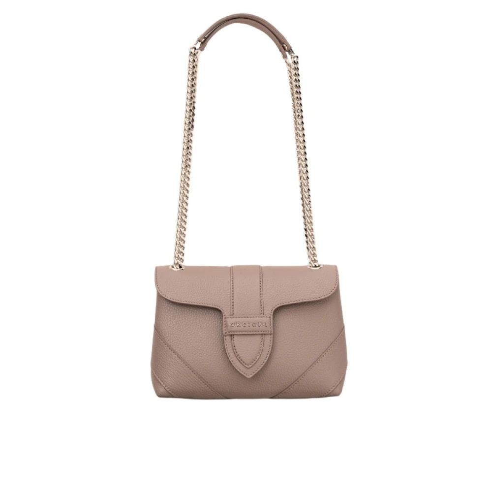Orciani Gehamerd leren schoudertas Alma M Sense Beige Dames