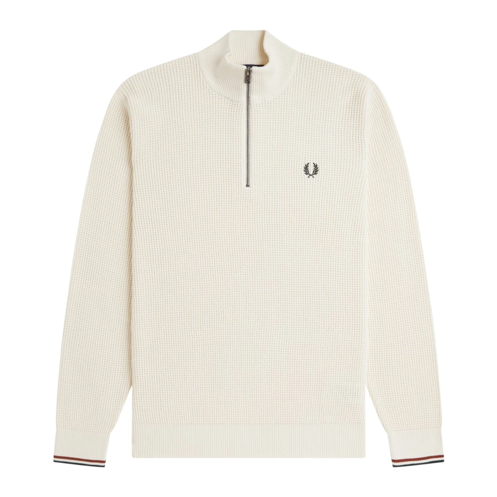Fred Perry Waffle Stitch Zip Fleece Weiss in Herren Größe S - Bild 8