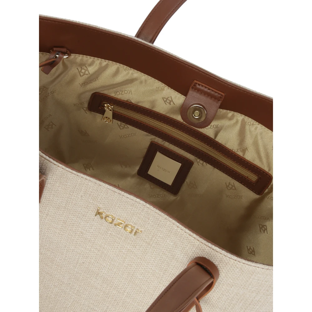 Kazar Grote handtas gemaakt van canvasstof en natuurlijk leer Beige Dames