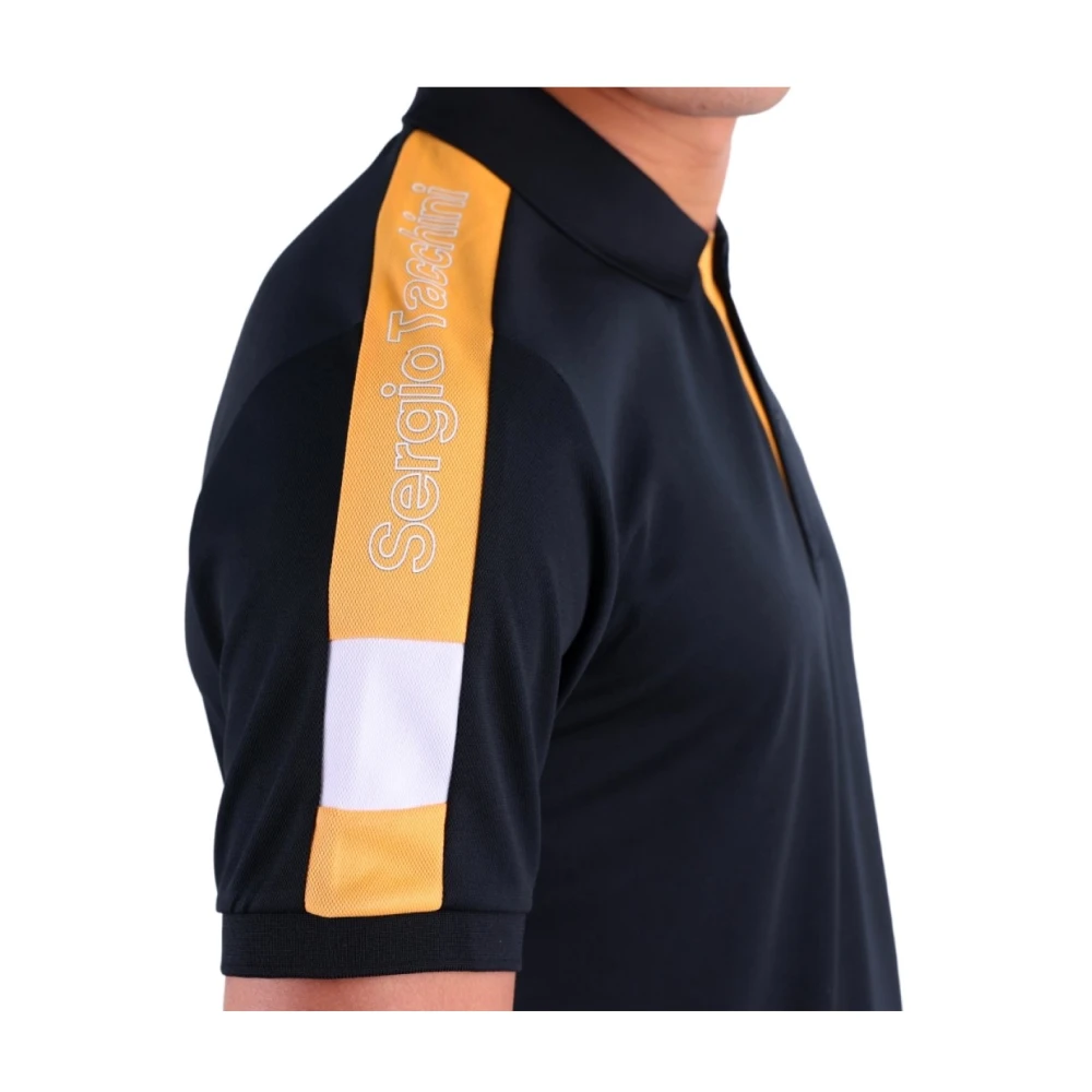 Sergio Tacchini Zwarte Polo Sport Logo Cross Shirt Black Heren