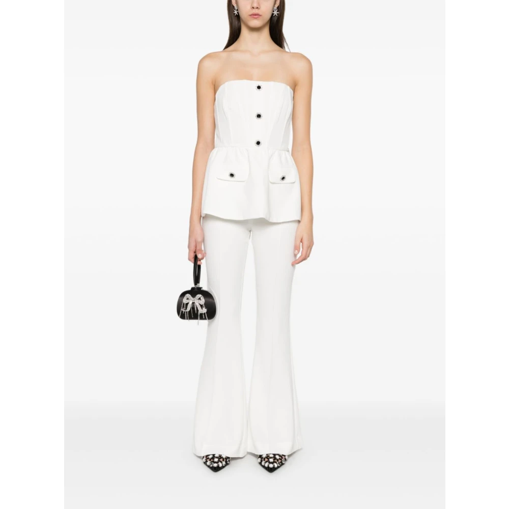 Self Portrait Witte Crepe Jumpsuit met Riem White Dames