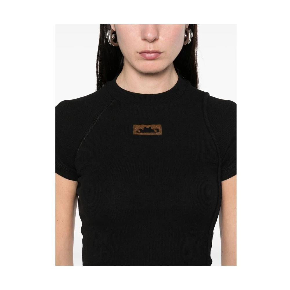 Ottolinger Zwart Crew Neck Korte Raglan Mouwen Black Dames