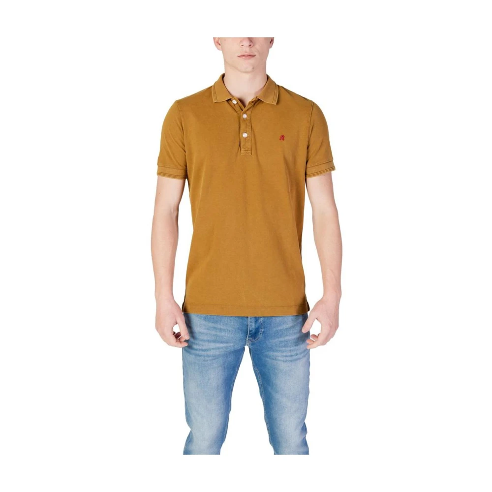Replay Men's Brown Polo Shirts, S, Bronze Cotton Polo Shirt