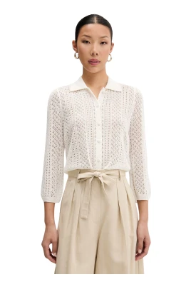 Openwork Button Cardigan