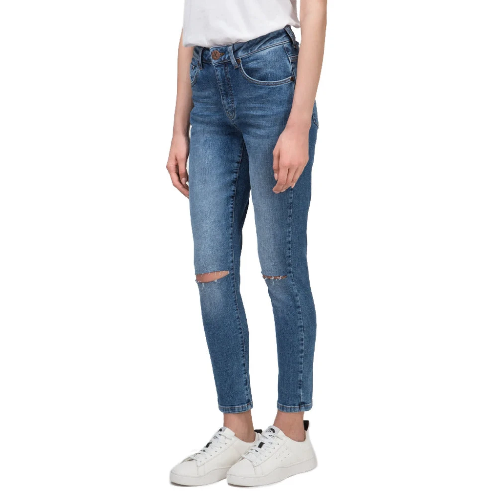 One Teaspoon Denim Skinny Jeans met Distressed Details Blue Dames