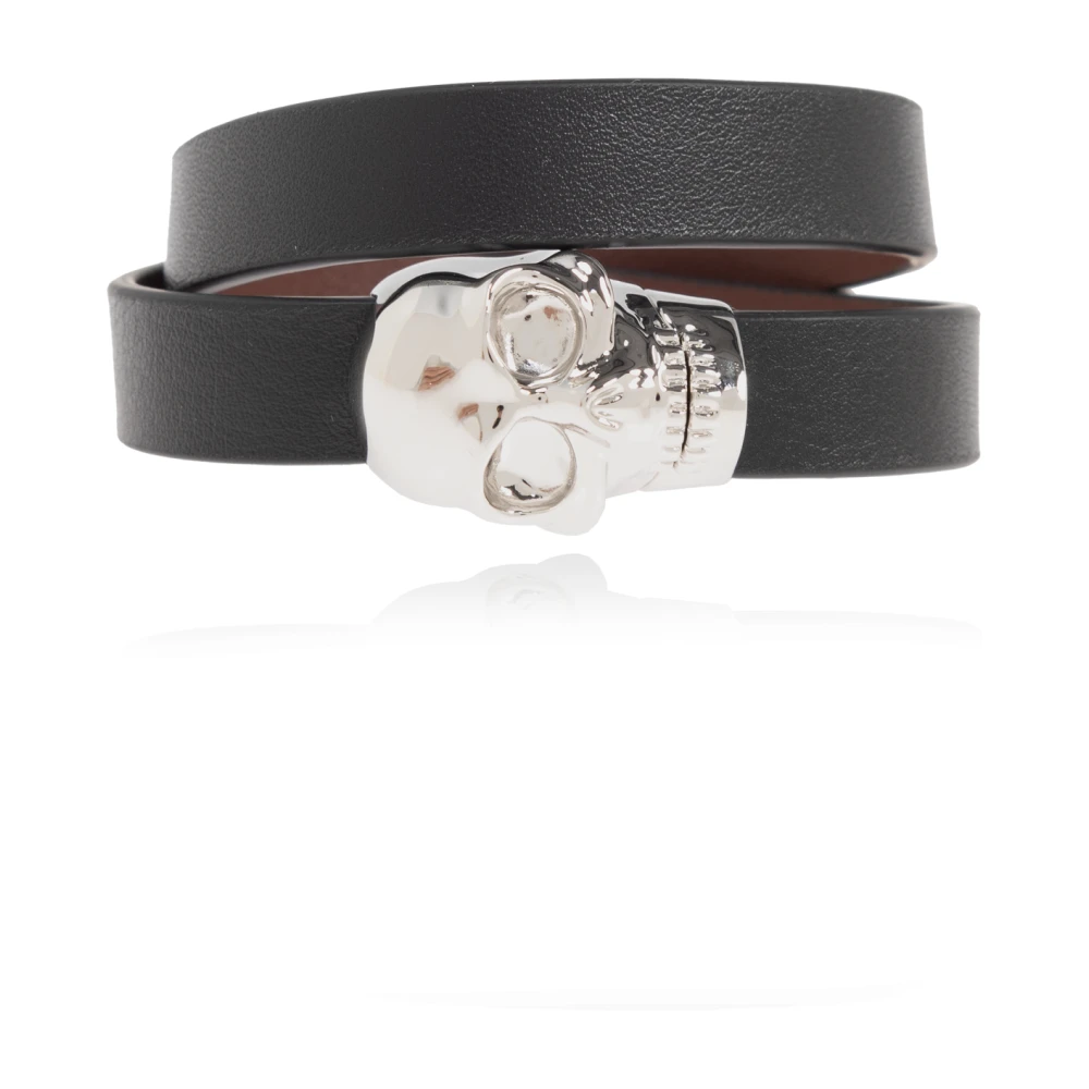 Alexander McQueen Läderarmband Black, Herr