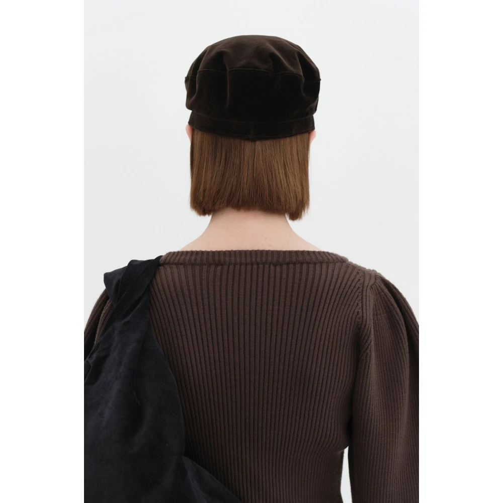 LOW Classic Minimalist Newsboy Cap Brown Dames