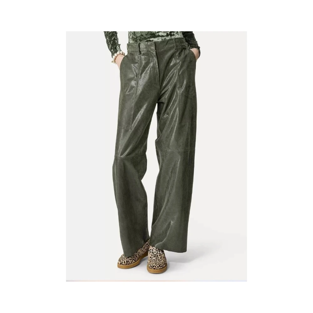 Forte Cargo Suède Broek Hagedisprint Green Dames