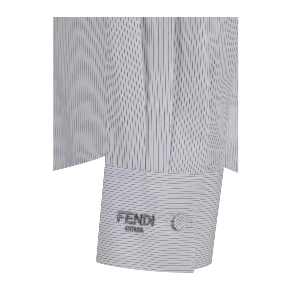 Fendi Gestreept V-hals katoenen shirt White Dames