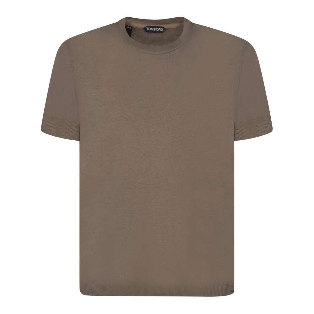Tom Ford Groene T-shirt Ronde hals Ribbed Trim Brown Heren