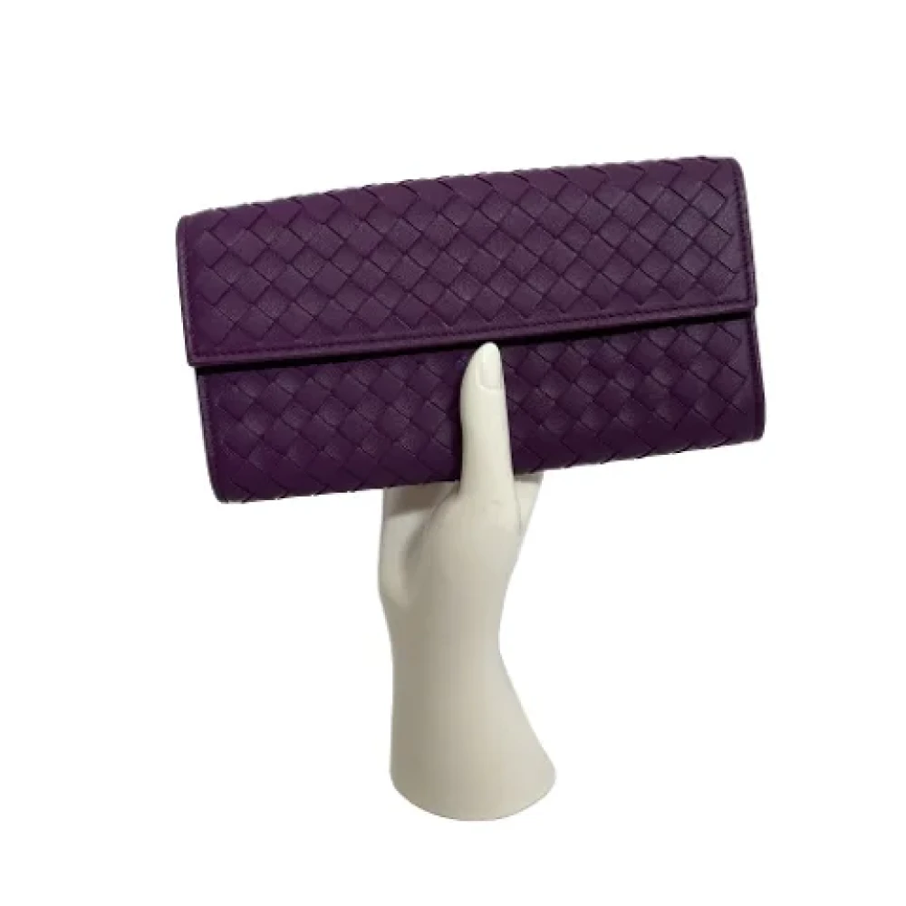 Bottega Veneta Vintage Pre-owned Leather wallets Purple Dames