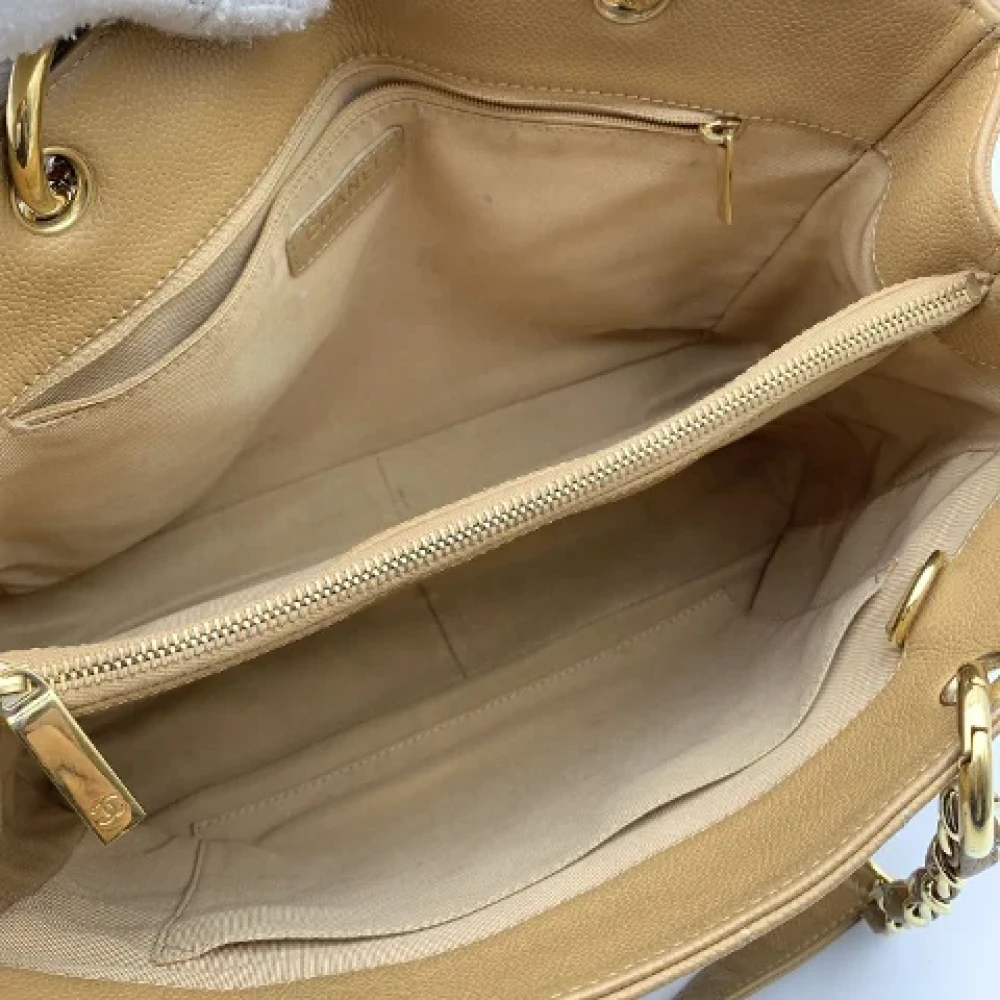 Chanel Vintage Pre-owned Leather totes Beige Dames