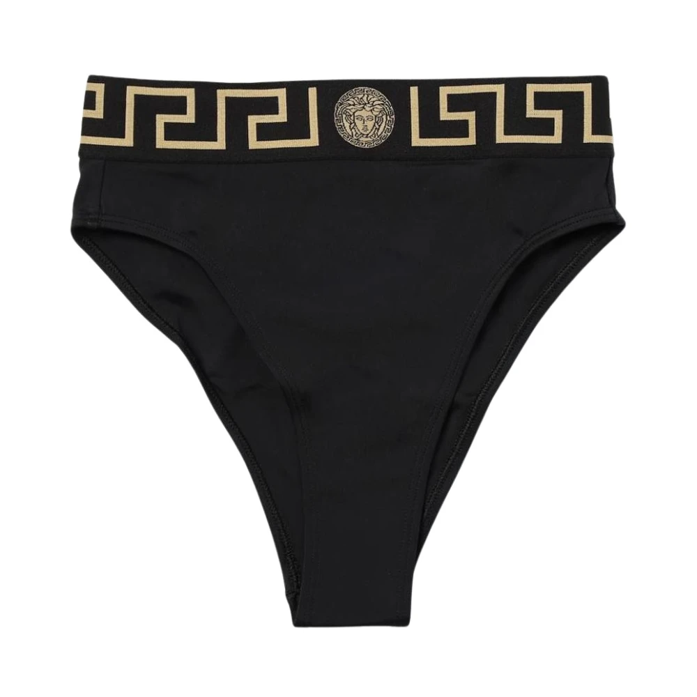 Versace Vrouw Zwart Badmode Dames, S, High Waist Bikini Greek Key Band
