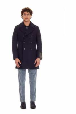 granatowy-peacoat-z-guzikami-z-rogu