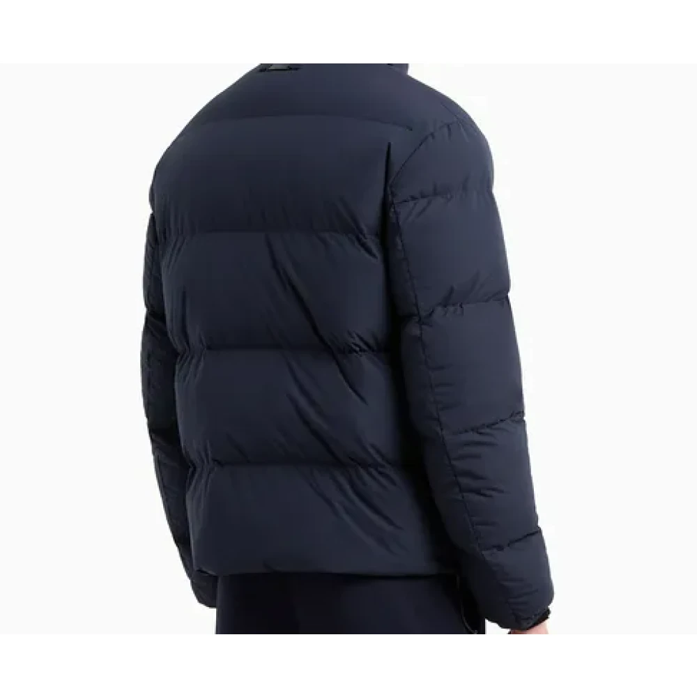 Emporio Armani Blauwe Gewatteerde Nylon Donsjas Blue Heren