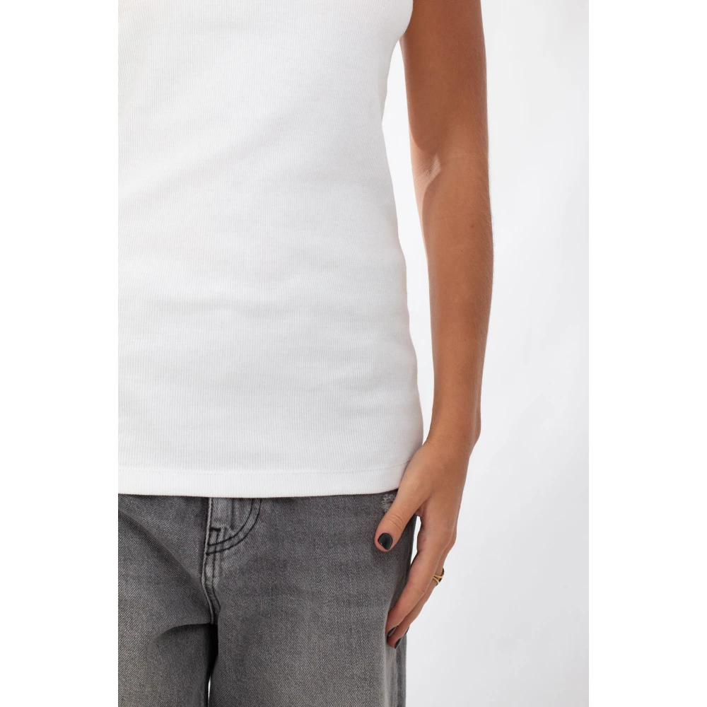 pinko Ribgebreide tanktop met Distinct Logo White Dames