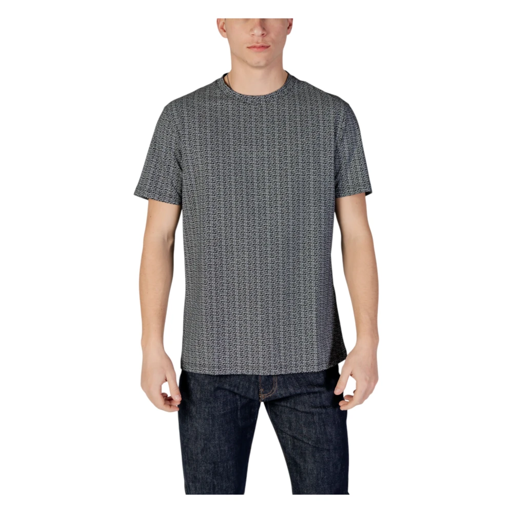 Armani Exchange Geometrisch Patroon Katoenen T-Shirt Black Heren
