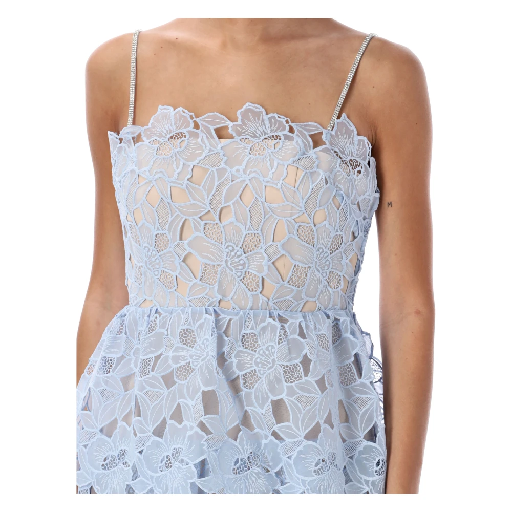 Self Portrait Organza Lace Midi Jurk Blue Dames