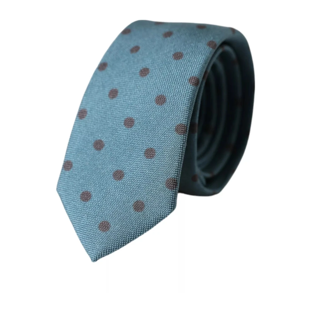 Dolce & Gabbana , Ties, Male, Blue, One Size, Polka Dot Silk Adjustable Tie