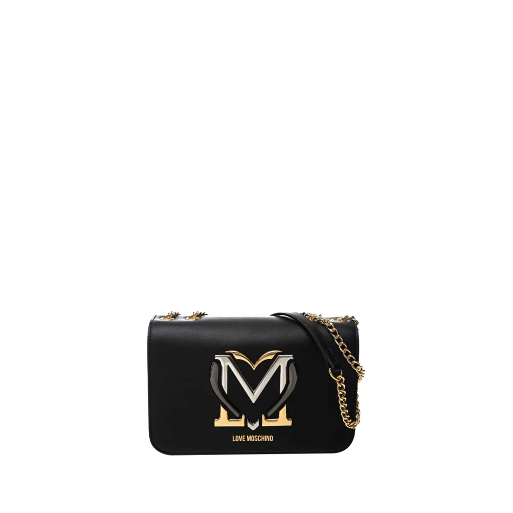Moschino Zwarte Schoudertas met Iconisch Logo Black Dames