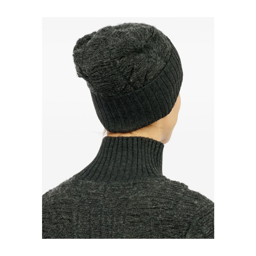 MM6 Maison Margiela Geribbelde wollen grijze beanie muts Gray Heren