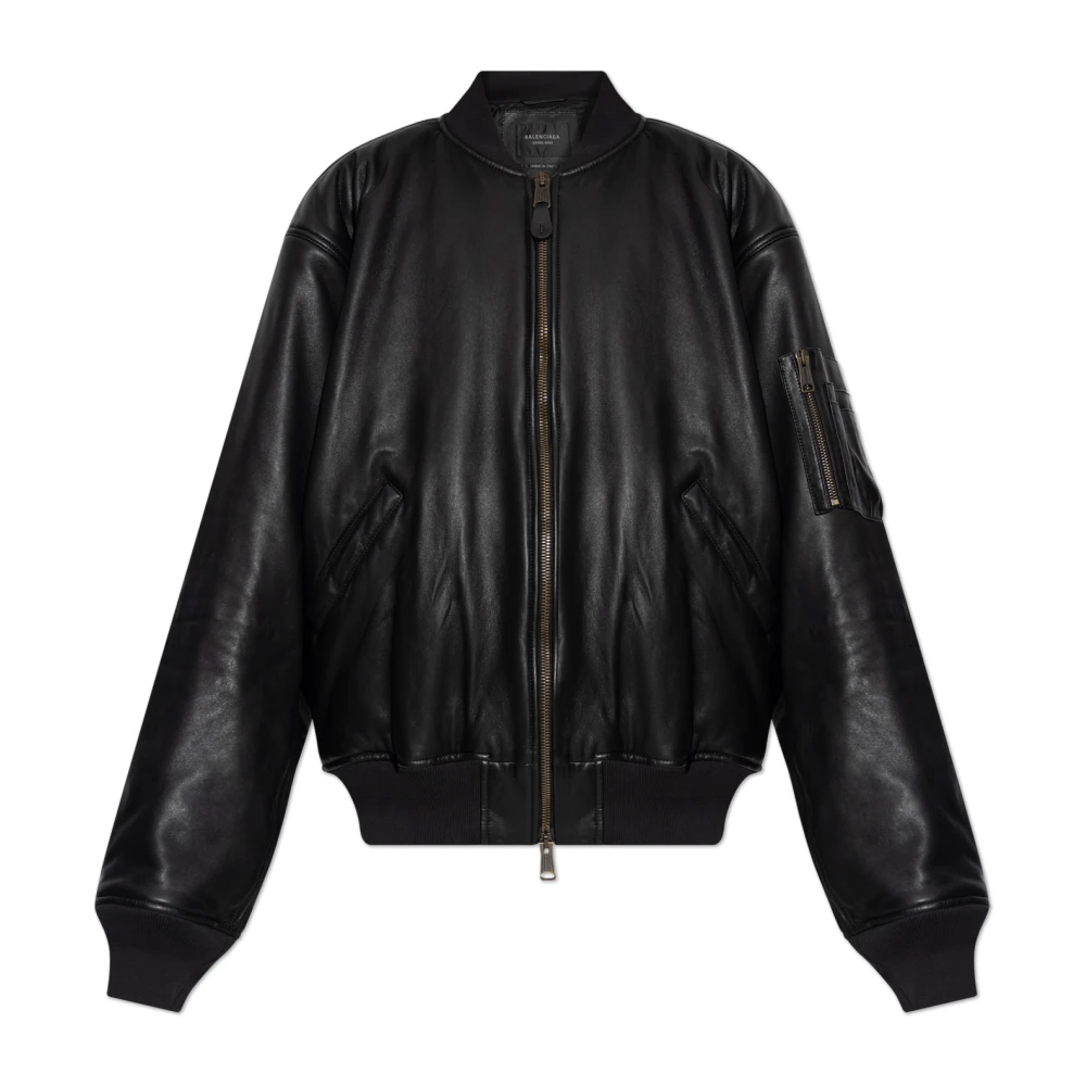 Balenciaga Leren jack type bomber Black Dames