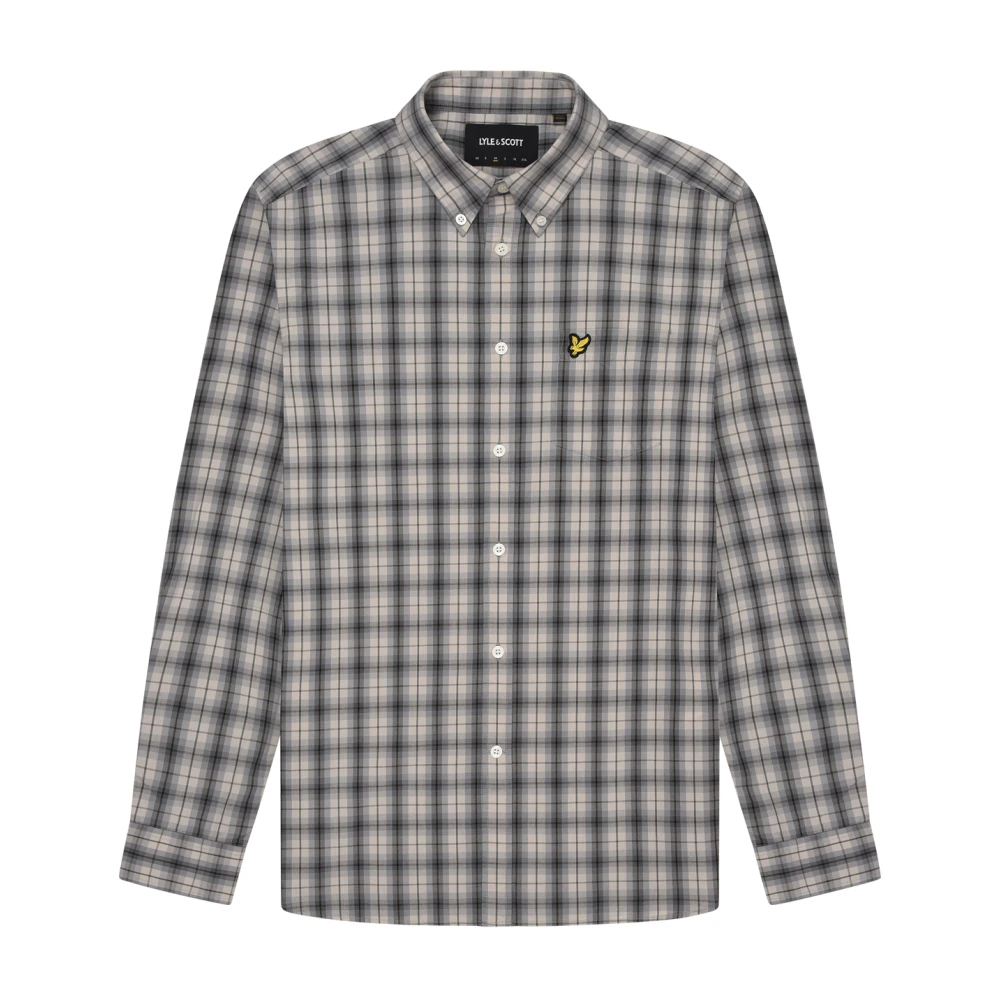 Lyle & Scott Rutig Poplin Skjorta Gray, Herr