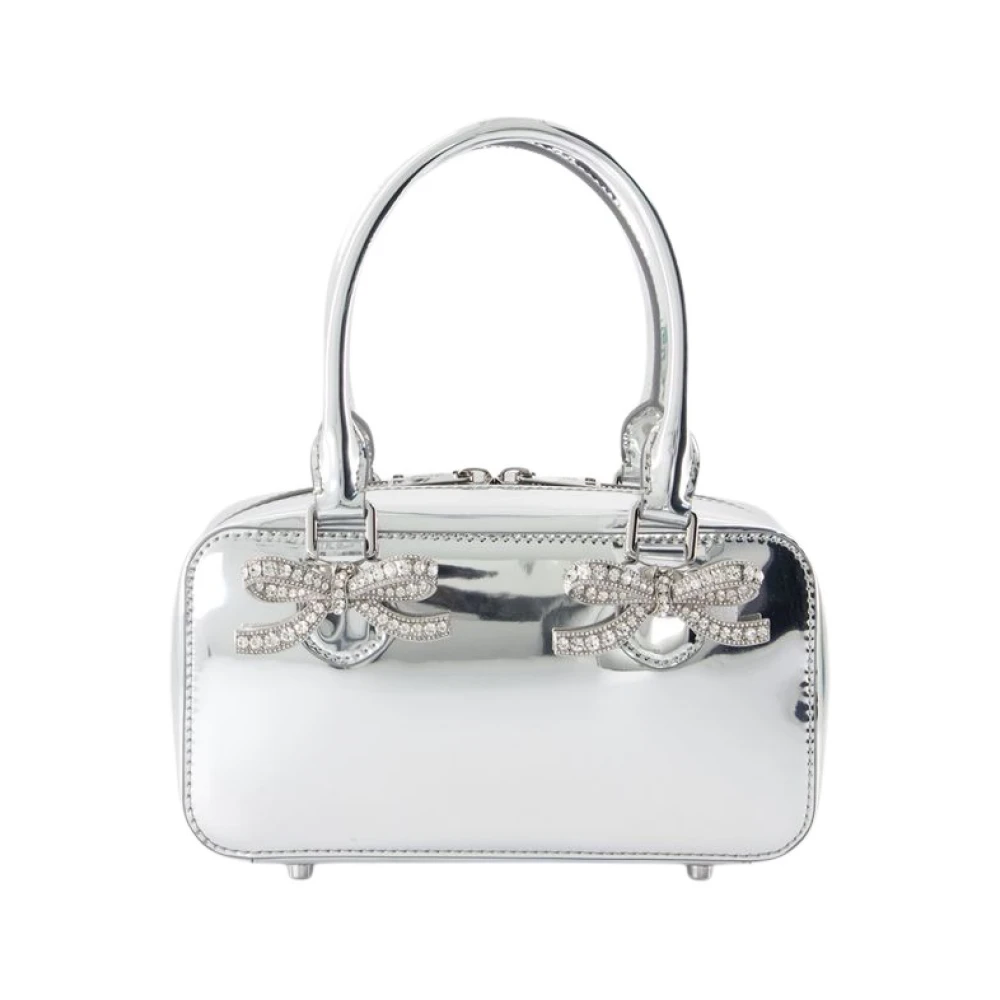 Self Portrait Zilveren Leren Mini Tote Tas Gray Dames