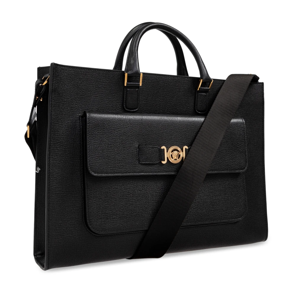 Versace Leren aktetas 'Medusa Biggie' Black Heren