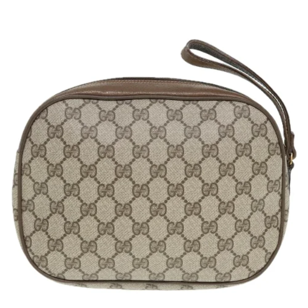 Gucci Vintage Pre-owned Leather clutches Beige Dames