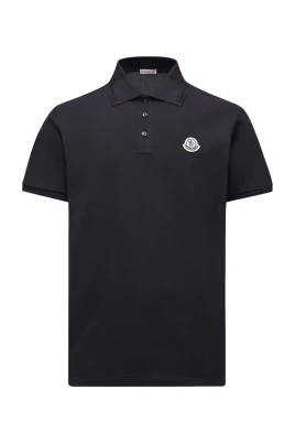Polo i bomullspiqué med logotyp i tre färger