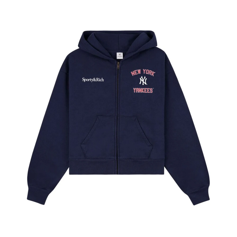 Sporty & Rich Navy Blauwe Hoodie met Rits Blue Dames