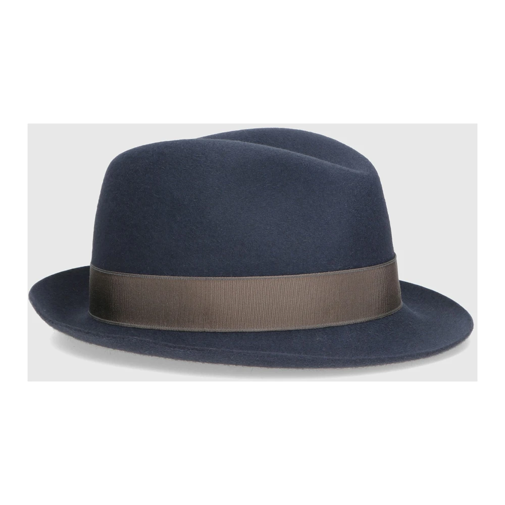 Borsalino Geborsteld Vilt Trilby Hoed Blue Heren