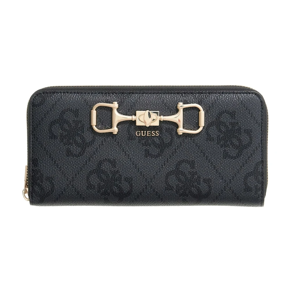 Guess Women's Black Wallets & Cardholders, One Size, Karnilla Logo Slg Large Zip Wallet