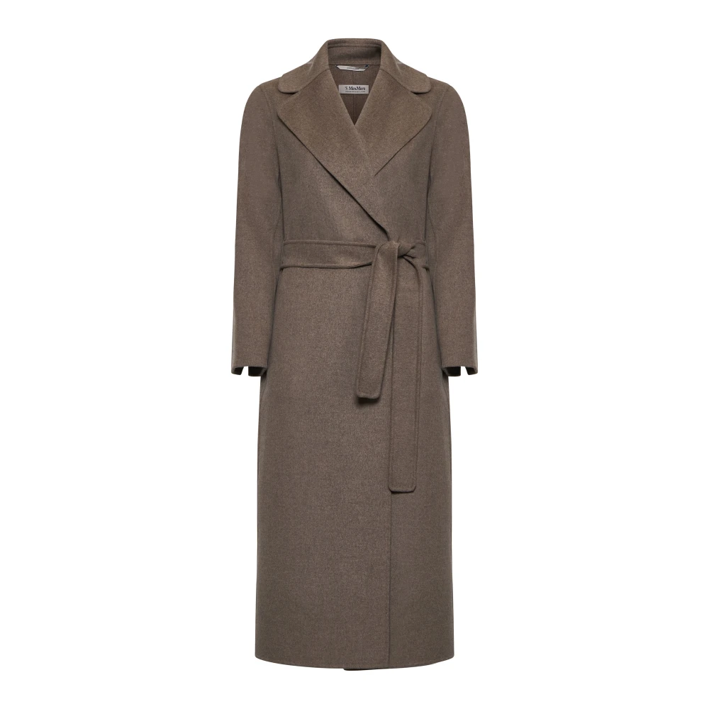 Max Mara Met de hand genaaide wollen jas met brede revers Beige Dames