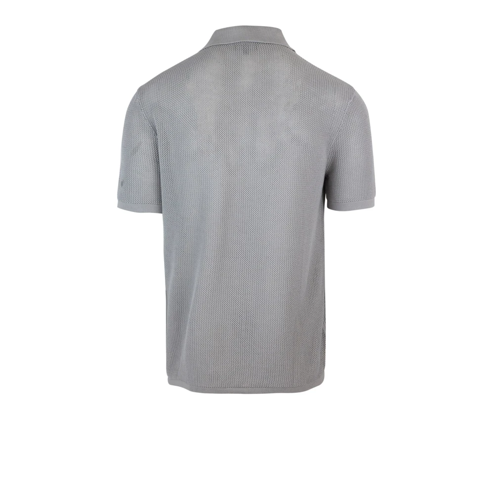 Emporio Armani Mesh Polo Zip T-shirt Grijs Gray Heren