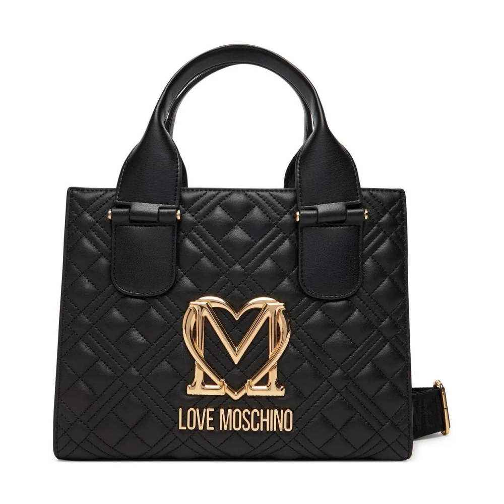 Love Moschino Women's Black Synthetic Handbag With Double Handles And Logo